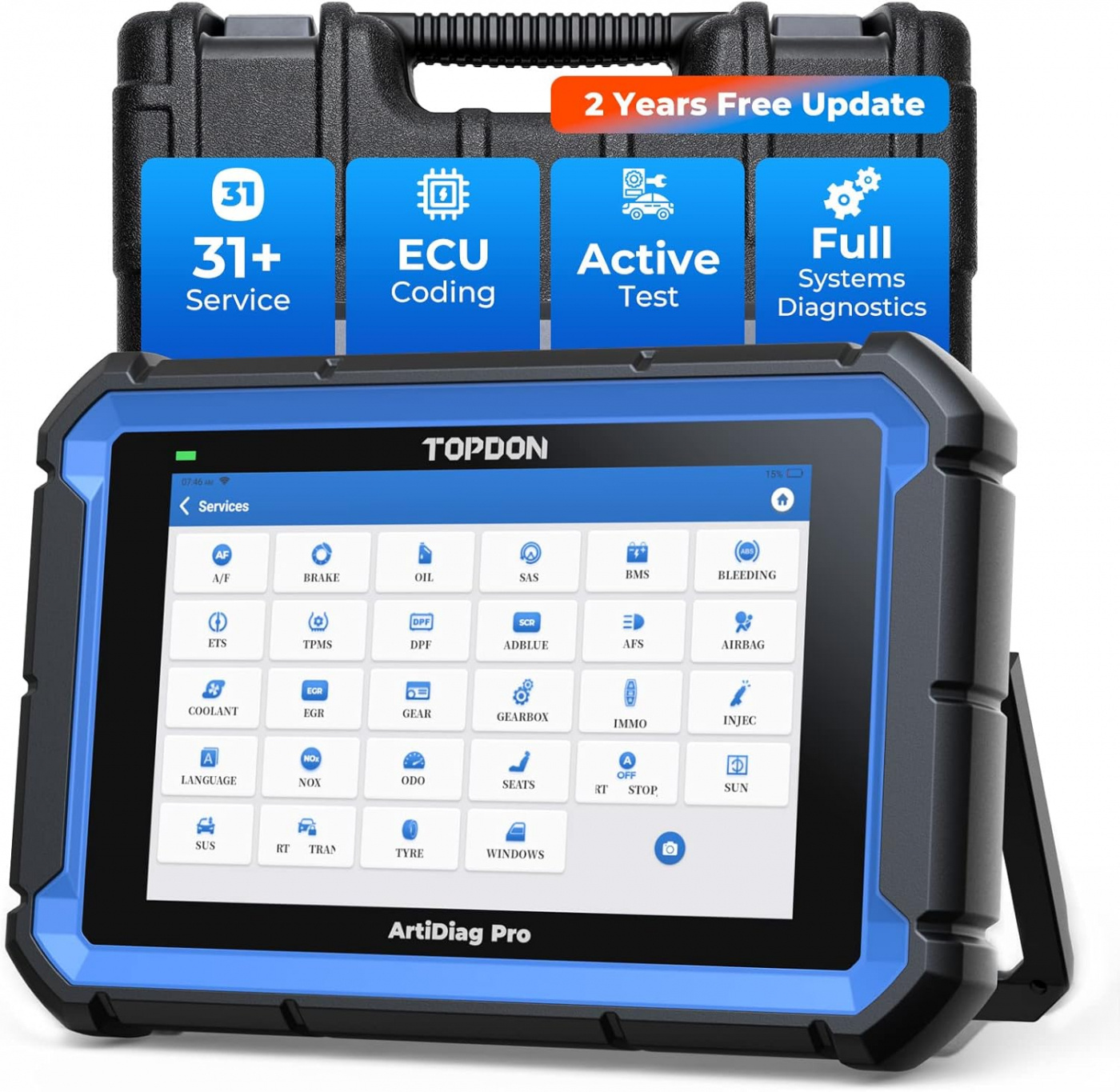 Topdon Artidiag Pro V2.0 diagnosverktygs OBD2 felkodsläsare | DOIP Support | Aktiv test | Offline coding | Kraftfull till lågt pris