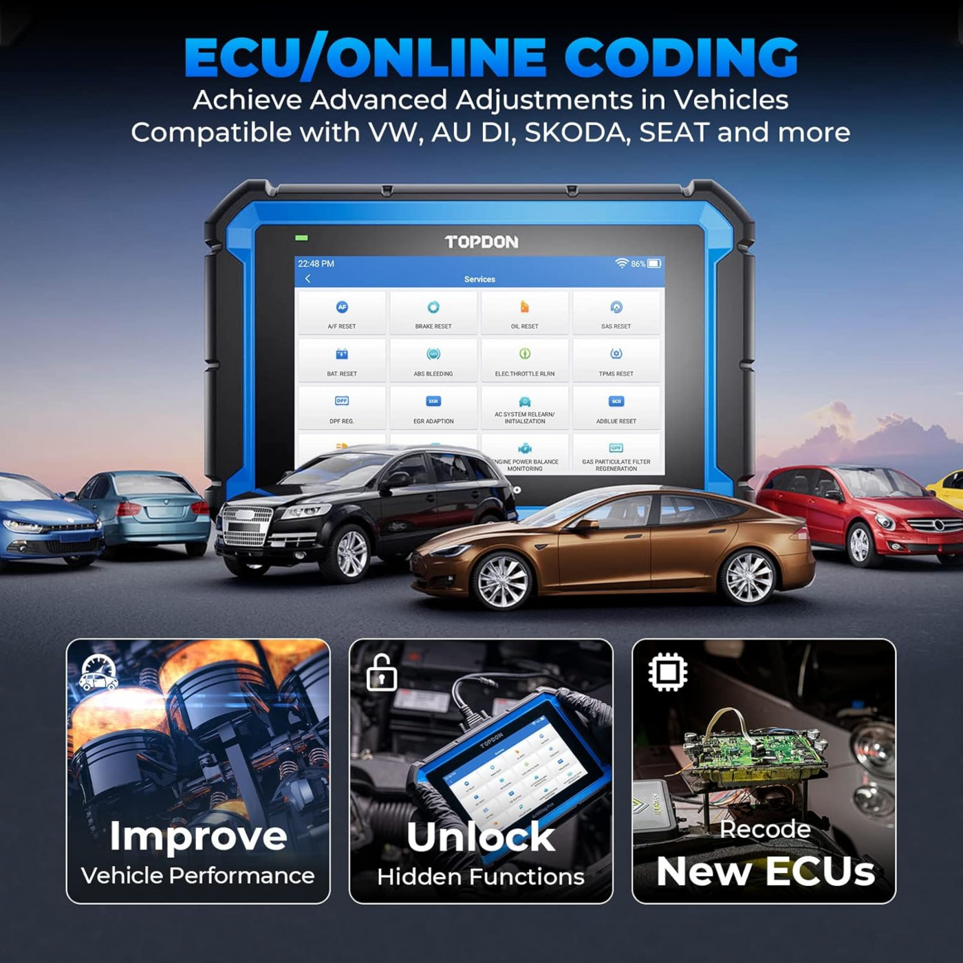 Topdon Artidiag Pro V2.0 diagnosverktygs OBD2 felkodsläsare | DOIP Support | Aktiv test | Offline coding | Kraftfull till lågt pris