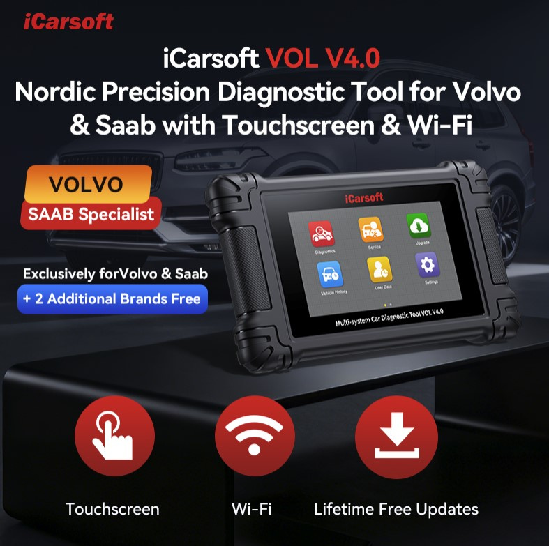 iCarsoft VOL V4.0 Volvo & Saab + 2 valfri bilmärken | diagnosverktyg felkodsläsare WIFI | 5