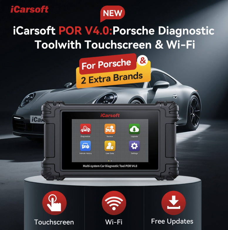 iCarsoft POR V4.0 Porsche + 2 valfri bilmärken | diagnosverktyg felkodsläsare WIFI | 5
