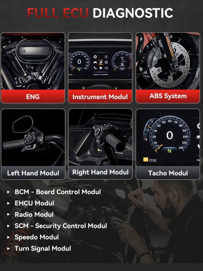 iCarsoft MTV6 för Harley-davidson motorcyklar | felkodläsare för MC 