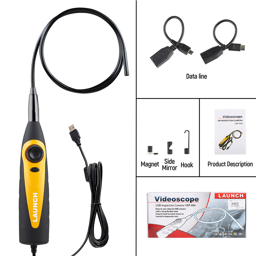 Launch VSP600 inspektionskamera/videoskop/borescope 7mm | 80cm | inställbart ljus