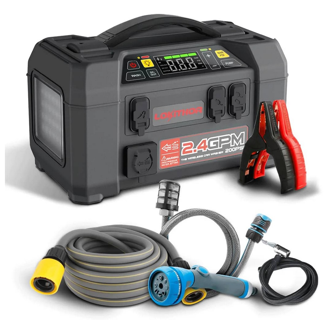 Starthjälp Lokithor AW401 Med högtryckstvätt, kompressor, lampa & powerbank 