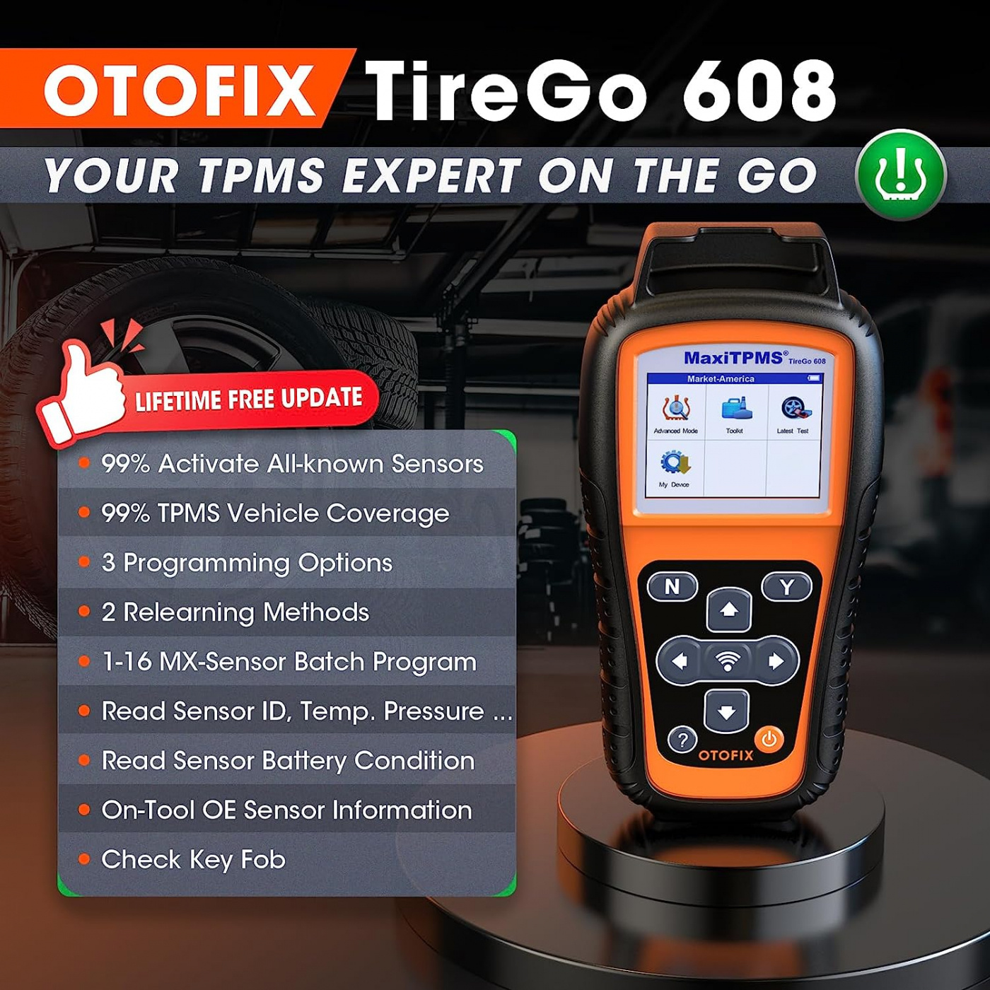 Otofix TireGo 608 TPMS-verktyg klona TPMS däcksensorer hjulsensor