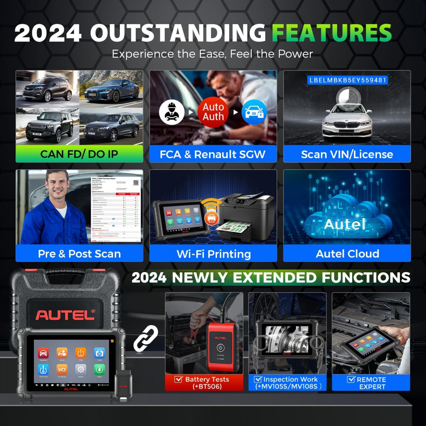 Autel Maxicheck MX900TS Diagnos och TPMS verktyg 2 in 1 | DOIP | CAN FD | Felkodsläsning | Svenska | Uppgraderad version